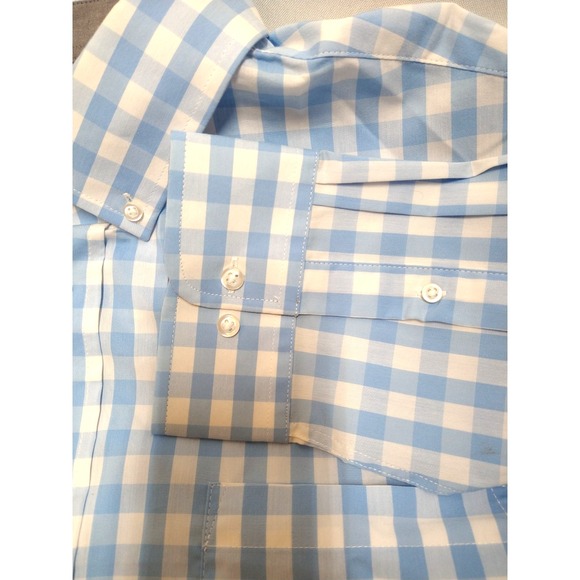 B&T MENS GEORGE LONG SLEEVE, BUTTON UP SHIRT NW/OT 3XL 54-56" BLUE & WHITE PLAID - Picture 3 of 9